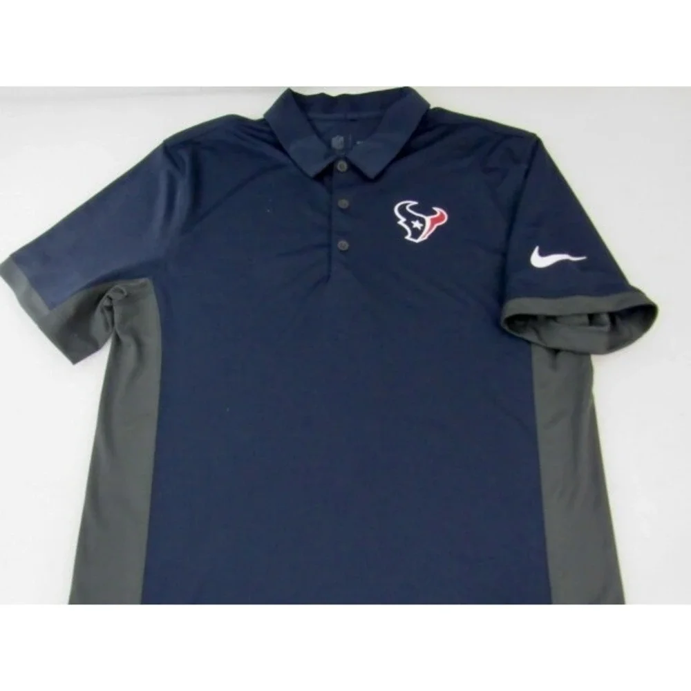 NFL Houston Texans Polo Blue Stitched Logo Polyester Nike Dri-fit Shirt Sz S